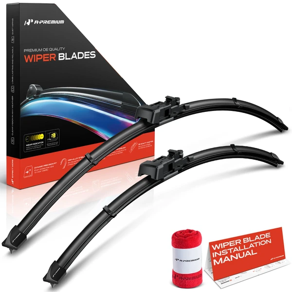 2-Pc 26″ + 22″ Beam Windshield Wiper Blade All Season, Quiet, Streak Free A-Premium APWB085