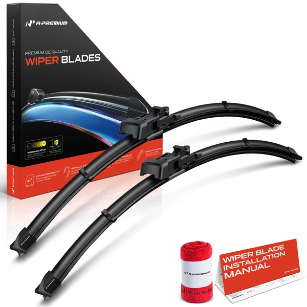 2-Pc 22″ + 19″ Beam Windshield Wiper Blade All Season, Quiet, Streak Free A-Premium APWB349