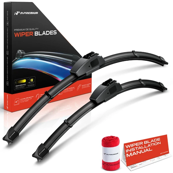 2-Pc 24″ + 17″ Beam Windshield Wiper Blade All Season, Quiet, Streak Free A-Premium APWB373