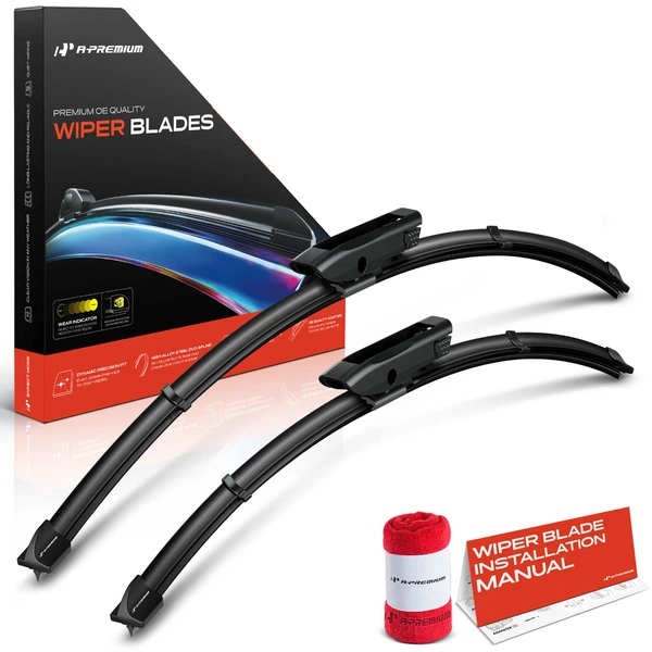 2-Pc 26″ + 19″ Beam Windshield Wiper Blade All Season, Quiet, Streak Free A-Premium APWB408