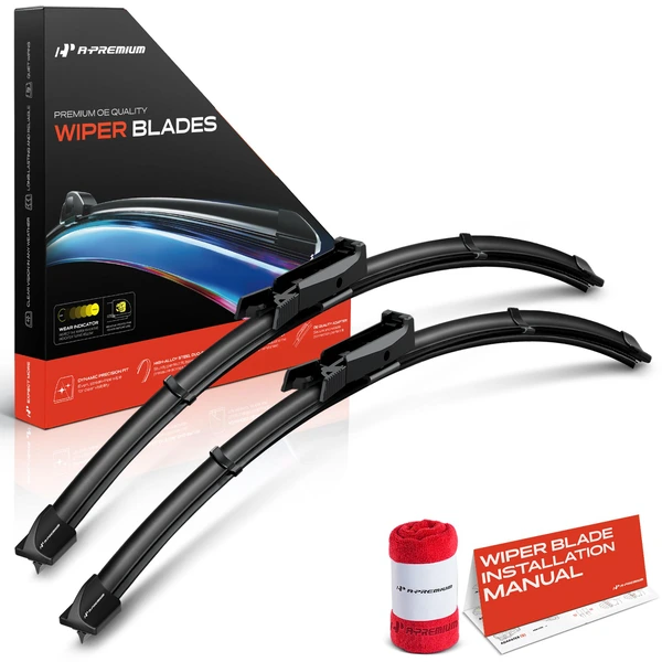 2-Pc 22″ + 24″ Beam Windshield Wiper Blade All Season, Quiet, Streak Free A-Premium APWB420