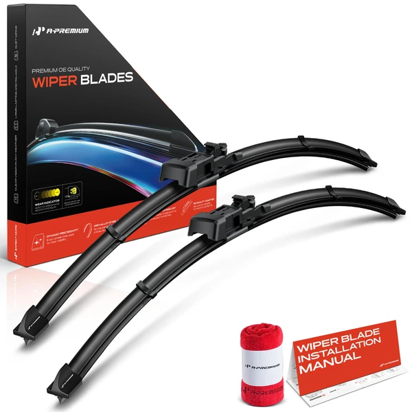2-Pc 24″ + 21″ Beam Windshield Wiper Blade All Season, Quiet, Streak Free A-Premium APWB437
