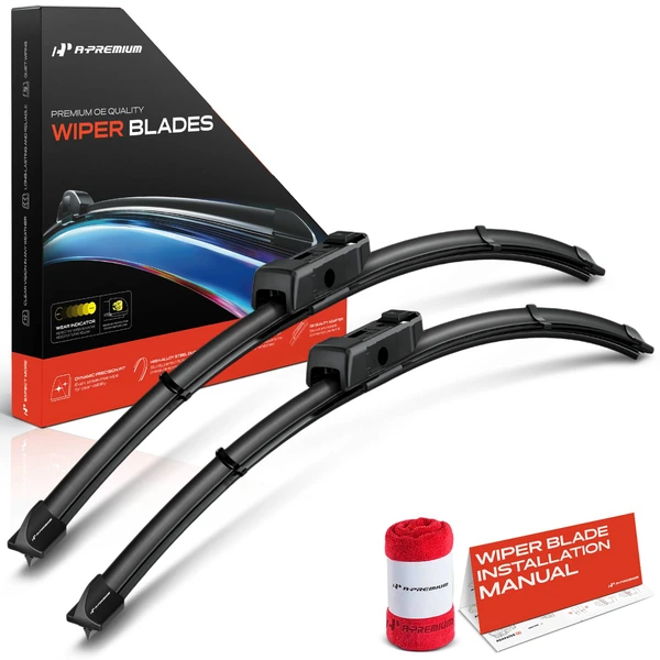 2-Pc 24″ + 22″ Beam Windshield Wiper Blade All Season, Quiet, Streak Free A-Premium APWB438