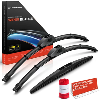 3-Pc 24" + 20" + 12" Windshield Wiper Blades
