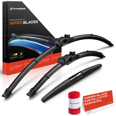 2016-2023 Fiat 500X 3pc Beam Windshield Wiper Blades All Season, Quiet, Streak Free A-Premium APWB500