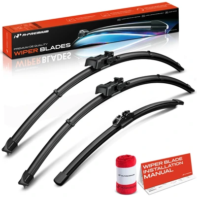 2013-2019 Ford Escape 3pc Beam Windshield Wiper Blades All Season, Quiet, Streak Free A-Premium APWB507
