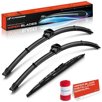 3-Pc 24" + 20" + 13" Windshield Wiper Blades