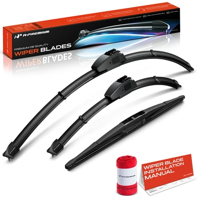 3-Pc 28" + 14" + 14" Front & Rear Windshield Wiper Blades