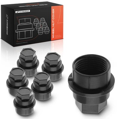 6 Pcs Black Wheel Nut Covers