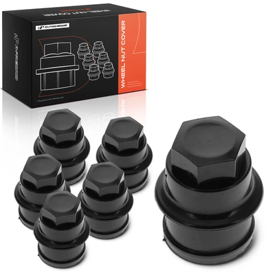 6 Pcs Black Wheel Nut Covers