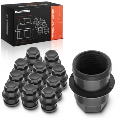 12 Pcs Black Wheel Nut Covers