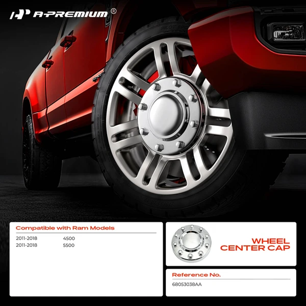 Front Driver or Passenger Wheel Center Cap for Ram 4500 5500 2011-2018 L6 6.7L V8 6.4L