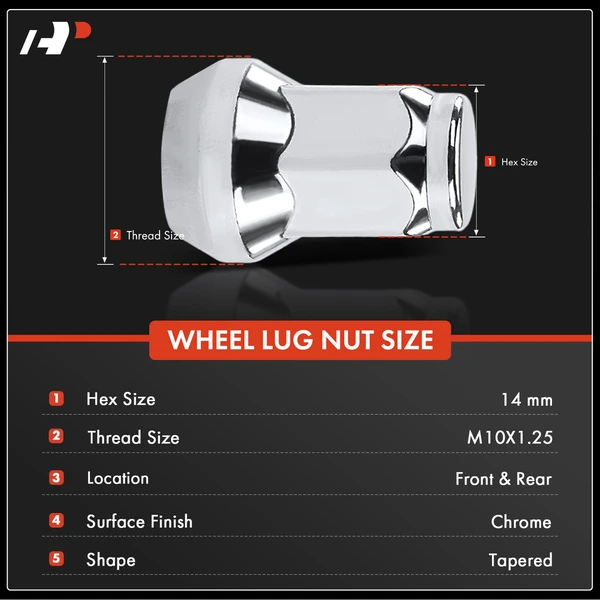 16 Pcs Front & Rear Chrome M10x1.25 Wheel Lug Nut for Arctic Cat Honda Kawasaki 1985-2022 Suzuki