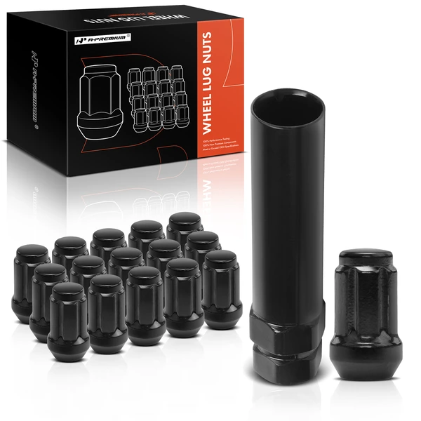 17 Pack with Key 3/8-24 Lug Nut Black Tapered for 2016-2021 Polaris Ranger Crew 570-6