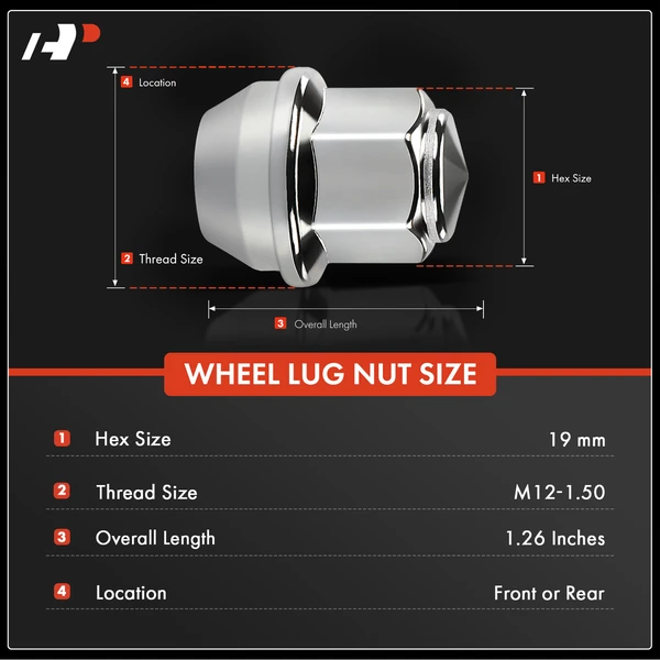 5 Pcs Front or Rear M12-1.5 Wheel Lug Nut for Ford Ranger Ecosport Fusion Lincoln