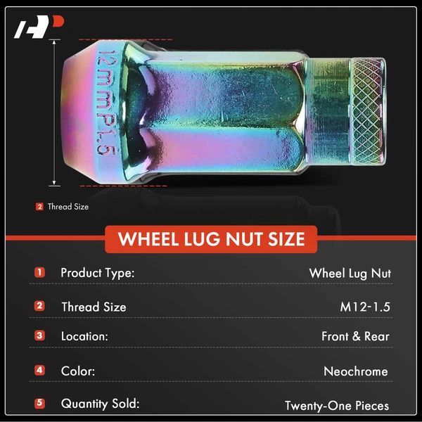 21 Pcs M12-1.5 Front & Rear Wheel Lug Nut for Toyota Camry 1983-2020 Civic Accord