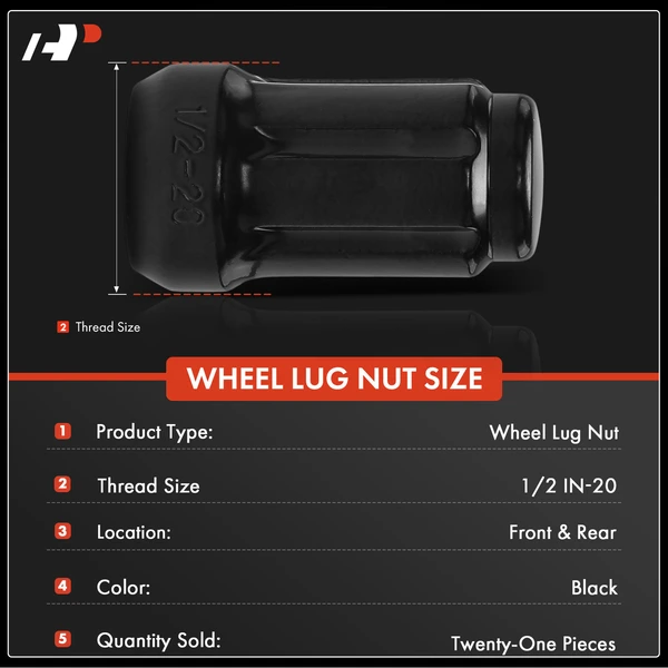 21 Pcs 1/2 in-20 Front & Rear Wheel Lug Nut for Dodge Charger Challenger Lincoln