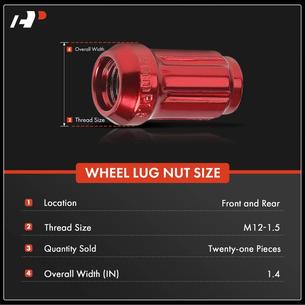 21 Pcs M12-1.5 Front & Rear Wheel Lug Nut for Honda Accord Civic Toyota Camry Acura