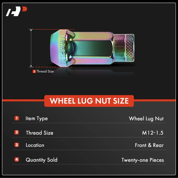 21 Pcs M12-1.25 Front & Rear Wheel Lug Nut for Infiniti FX35 2003-2012 Neochrome