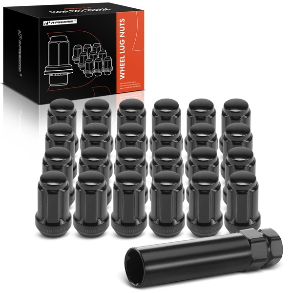 25 Pcs M12-1.5 1.38 inch Front & Rear Black Wheel Lug Nut for 1983-2021 Toyota Camry