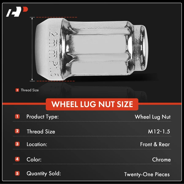 21 Pcs M12-1.5 Front & Rear Wheel Lug Nut for Honda CR-V Civic Accord Hyundai