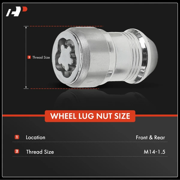 6 Pcs M14-1.5 Chrome Wheel Lug Nut for Jeep Wrangler JL 2018-2024 Gladiator 2020-2024