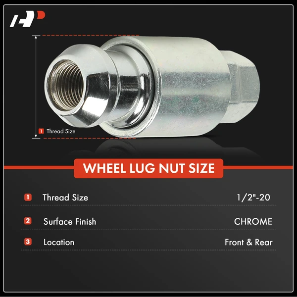 6 Pcs 1/2 inch-20 Front & Rear Wheel Lug Nut for Dodge Ford Jeep Wrangler 1987-1995 & 1997-2017