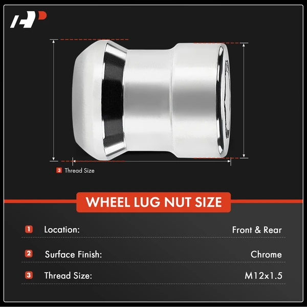 5 Pcs M12x1.5 Front & Rear Wheel Nuts Chrome for Honda Accord Civic CR-V Odyssey