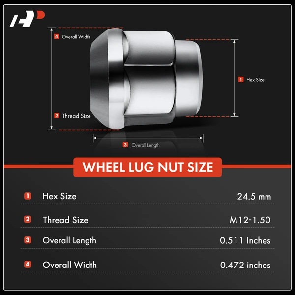 10 Pcs Front or Rear M12-1.5 Wheel Lug Nut for Honda Civic CR-V Accord Acura ILX