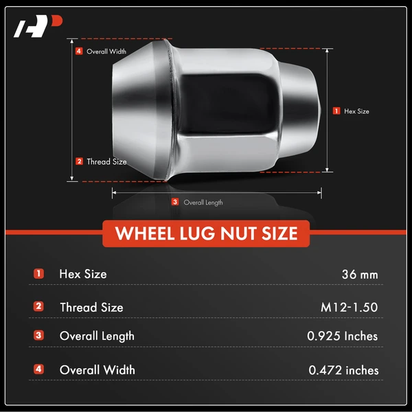 20 Pcs Front & Rear M12-1.5 Wheel Lug Nut for Chevy Impala GMC Buick Isuzu