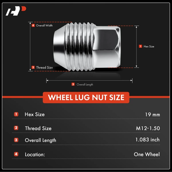 20 Pcs Front & Rear M12-1.5 Wheel Lug Nut for 1995 1997-1999 Oldsmobile 88