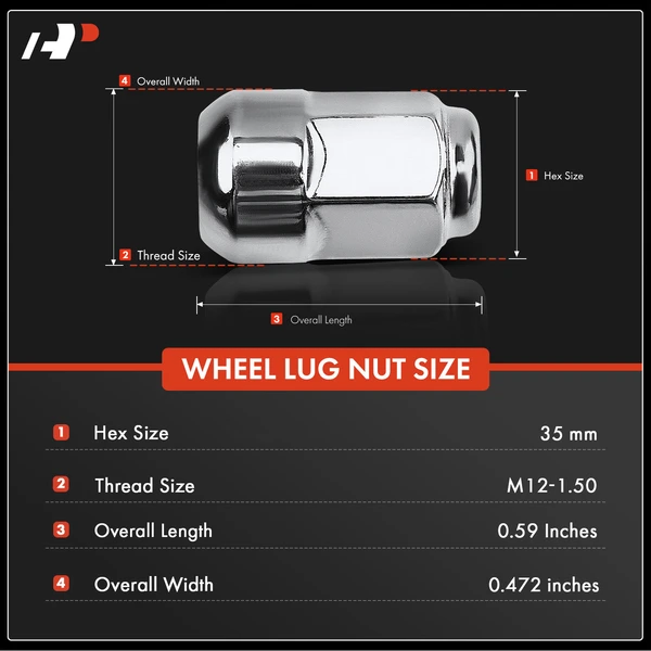 10 Pcs Front or Rear M12-1.5 Wheel Lug Nut for Honda Accord Civic CR-V Acura CL TL