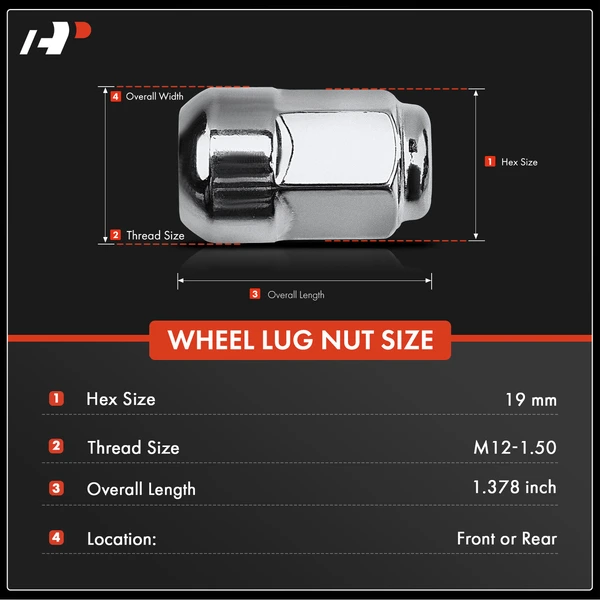 M12-1.5 Wheel Lug Nut for Honda CR-V 2007-2014 Civic Accord Pilot Acura Isuzu