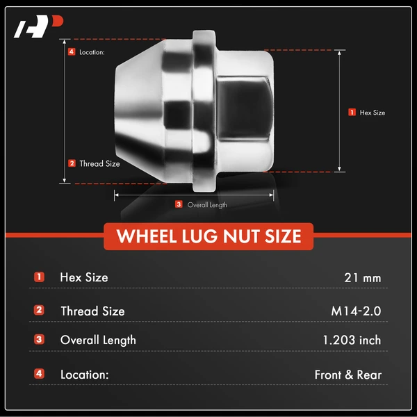 12 Pcs Front or Rear M14-2.0 Wheel Lug Nut for Ford Expedition F-150 Lincoln Mark LT