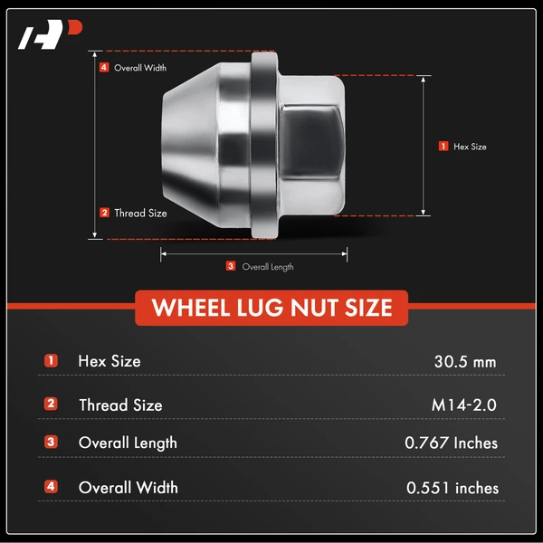 6 Pcs Front or Rear M14-2.0 Wheel Lug Nut for Ford Expedition F-150 Lincoln Mark LT