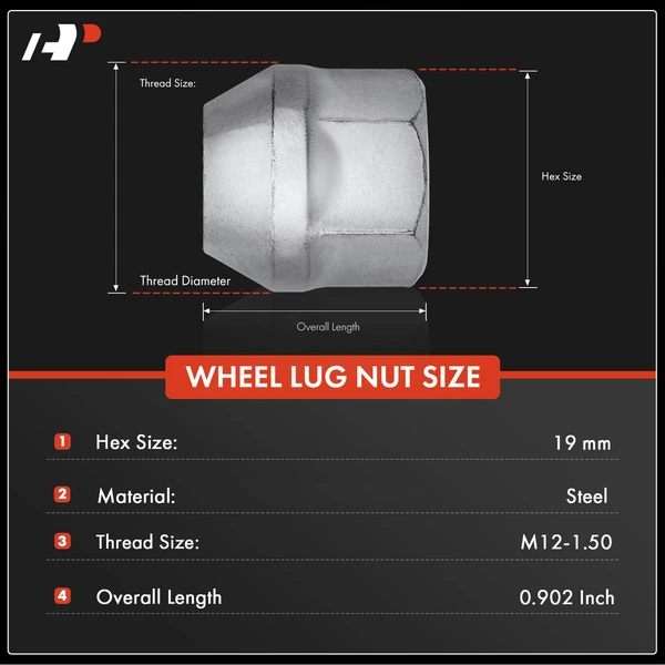 M12-1.5 Wheel Lug Nut for Chevy Equinox 2007-2009 Impala Colorado GMC Cadillac
