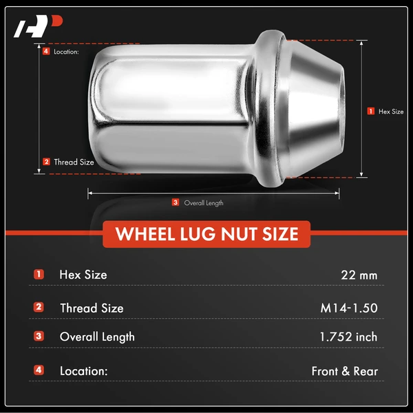 24 Pcs Front & Rear M14-1.5 Wheel Lug Nut for 1997-2000 Chevrolet K2500