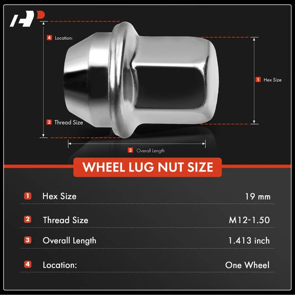 5 Pcs Front or Rear M12-1.5 Wheel Lug Nut for Chevy Impala Equinox Cadillac Buick