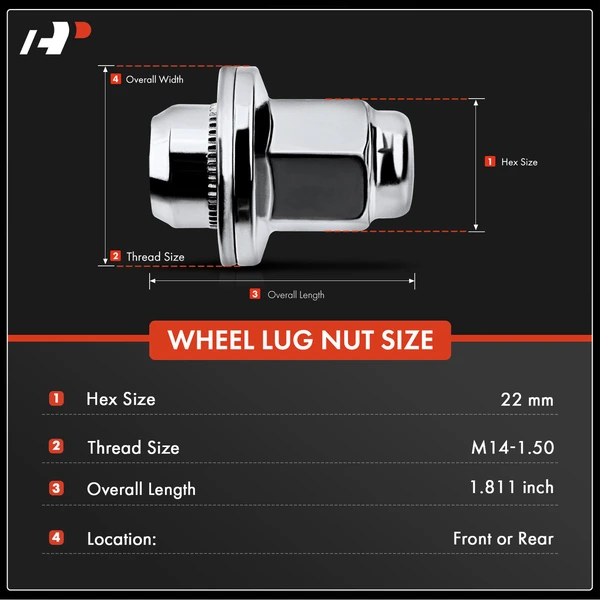 10 Pcs Front or Rear M14-1.5 Wheel Lug Nut for Toyota Land Cruiser Sequoia Lexus