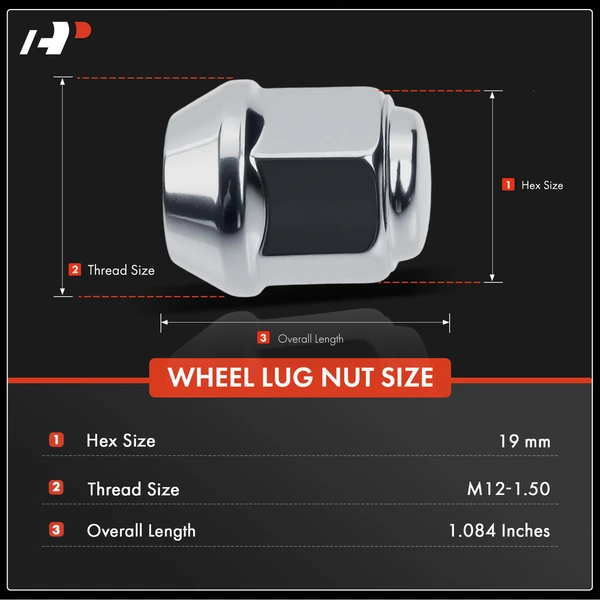 16 Pcs Front & Rear M12-1.5 Wheel Lug Nut for Chevy Aveo Suzuki Forenza Pontiac G3