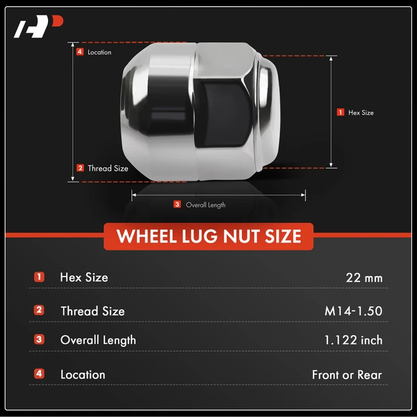 M14-1.5 Wheel Lug Nut for Honda Pilot 2011-2023 Odyssey Ridgeline Passport Acura