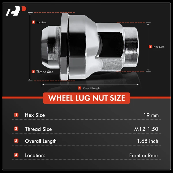 10 Pcs Front or Rear M12-1.5 Wheel Lug Nut for Jaguar F-Type 14-21 XJ 10-17 XE XFR