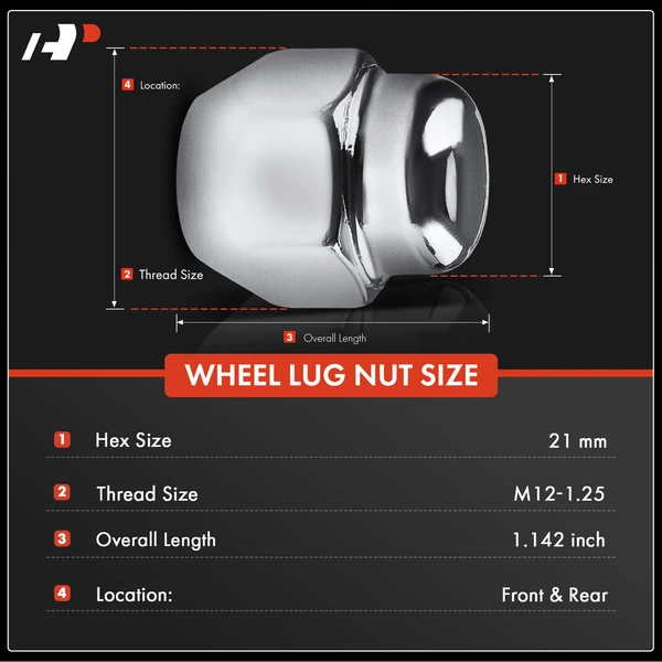 24 Pcs Front & Rear M12-1.25 Wheel Lug Nut for Nissan Frontier 350Z Infiniti G20