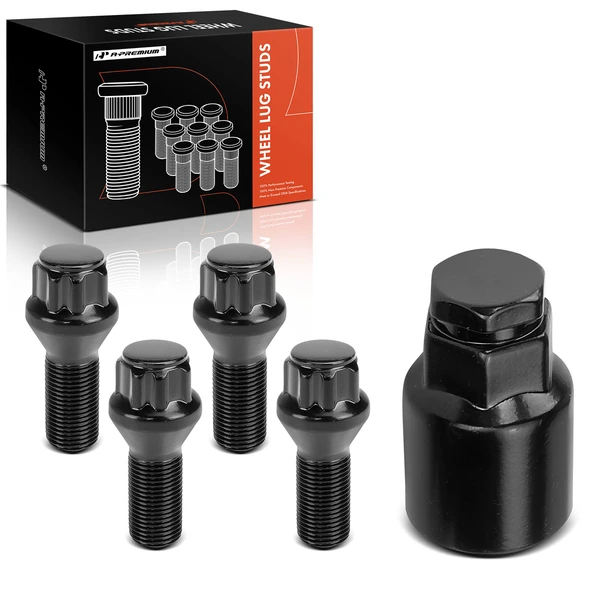 Front & Rear 4 Pcs Wheel Lock Lug Bolt & 1 Pc Socket Key for 2019-2021 Rolls-Royce Cullinan