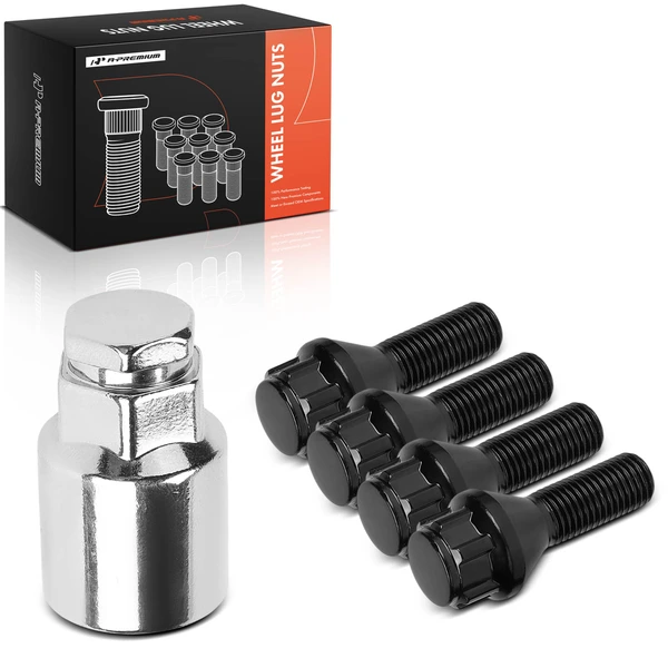 5 Pcs Front & Rear M14-1.5 Ball Seat Wheel Lock Bolts for 2009-2017 Audi TTS