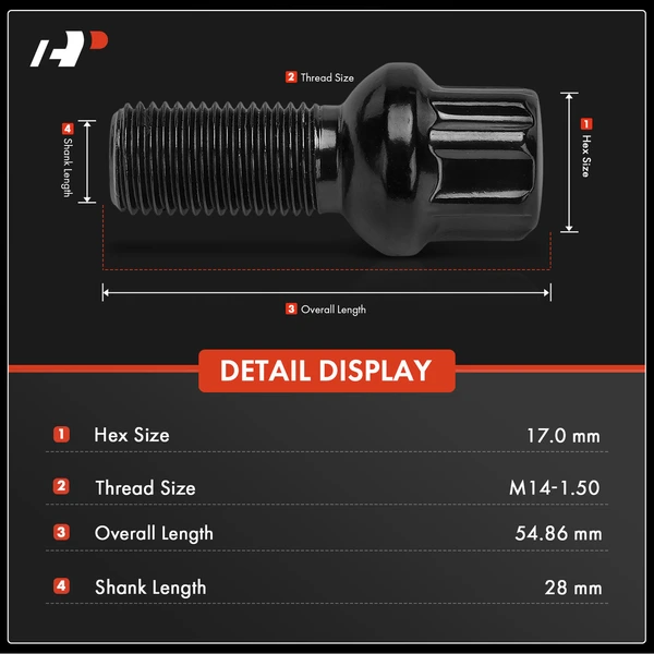 A-Premium APWHS177 Wheel Lock & Socket Key Front & Rear