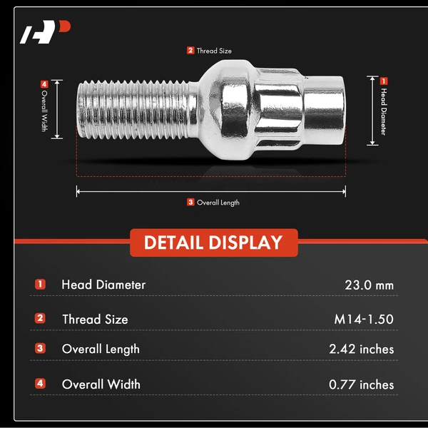 4 Pcs M14-1.5 Wheel Lock Lug Bolts & 1 Pc Socket Key for Audi A4 1996-2013 A6 Porsche