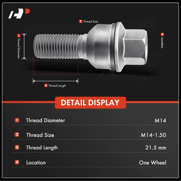 20 Pcs Front & Rear M14-1.50 Wheel Lug Stud for Audi Q5 Q3 Quattro Q7 A8 Quattro