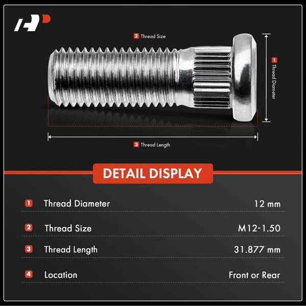 12 Pcs Front or Rear M12-1.50 Wheel Lug Stud for Toyota 4Runner FJ Cruiser Lexus