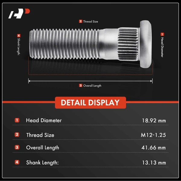 6 Pcs M12-1.25 Wheel Lug Stud for Nissan Pathfinder Sentra INFINITI